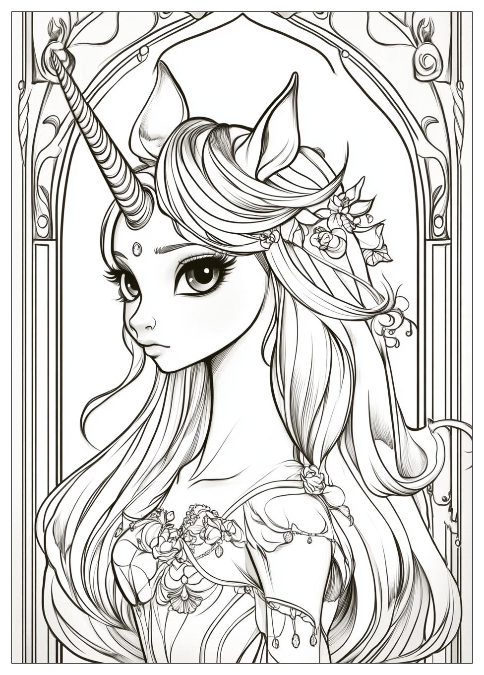 Prinzessin Einhorn Ausmalbilder 3